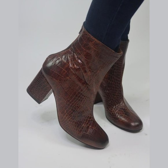 Cecile Croc Embossed Booties | Poshmark